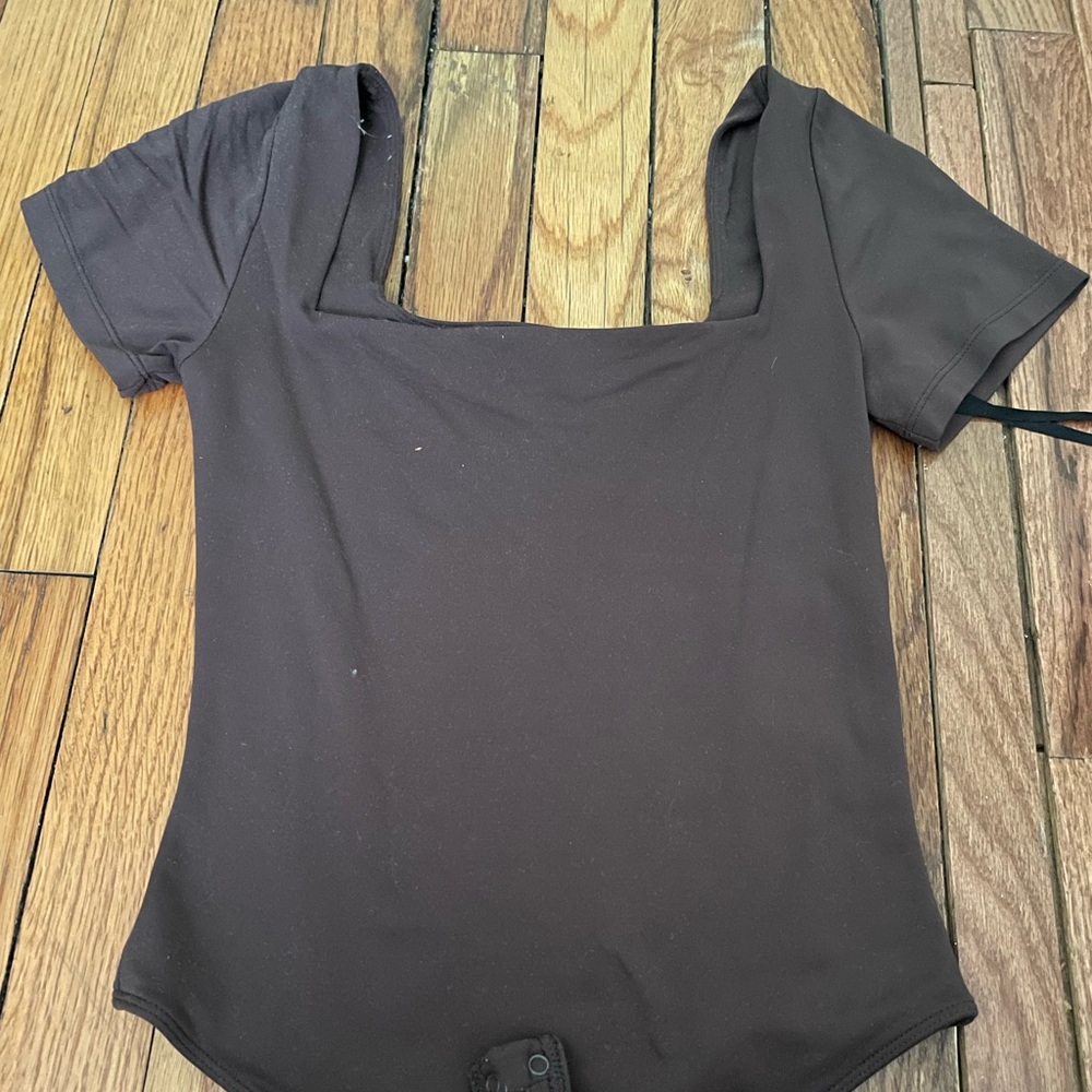 Babaton Dark Brown Square Neck Bodysuit